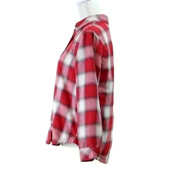 VINTAGE Riders by Lee Red & White Plaid Flannel Fleece Lined Shirt Size Small - Picture 7 of 9